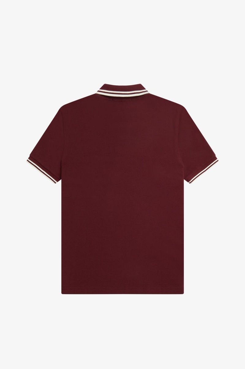 Oxblood / Ecru / Ecru Fred Perry M3600 Men's Fred Perry Shirt | PSGER25137