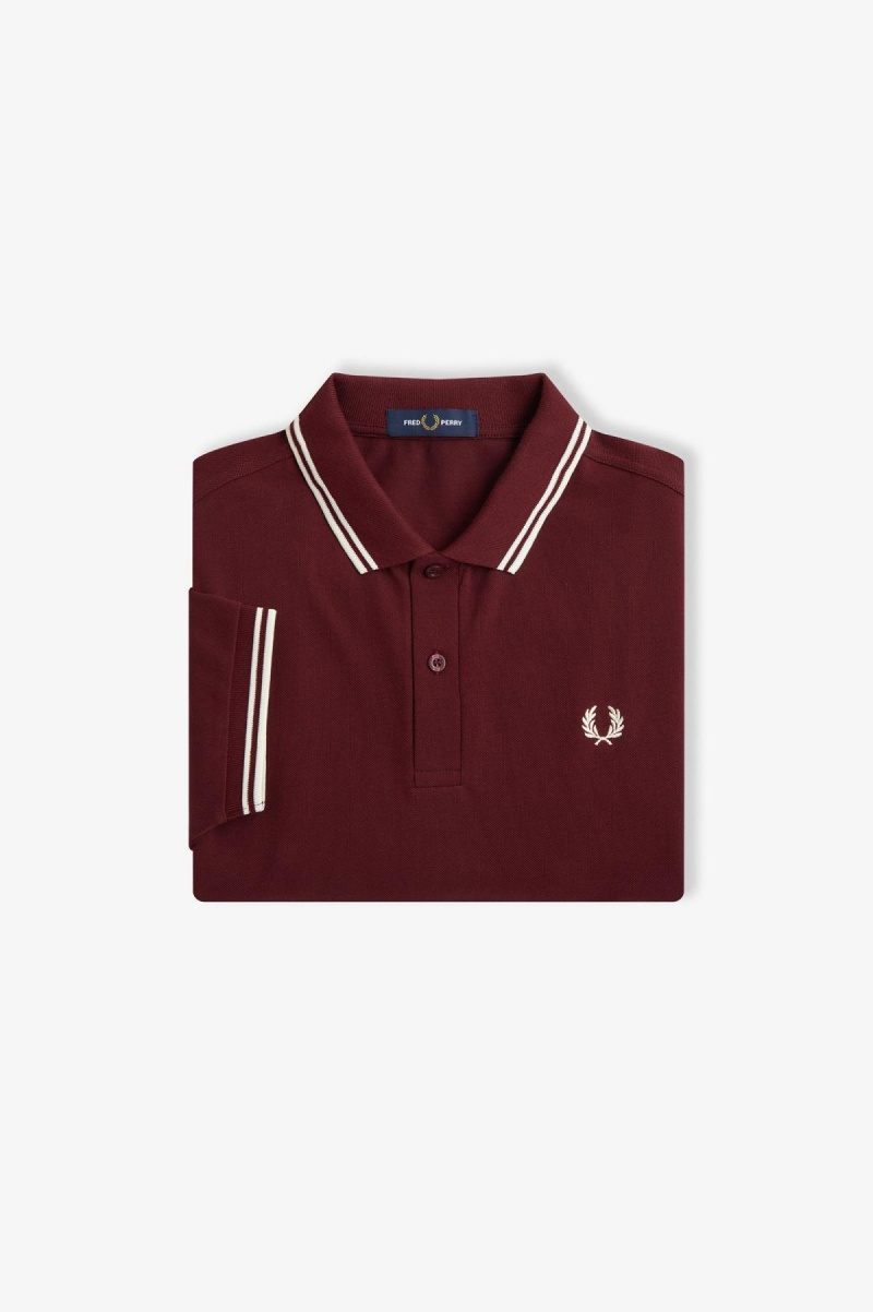 Oxblood / Ecru / Ecru Fred Perry M3600 Men\'s Fred Perry Shirt | PSGER25137