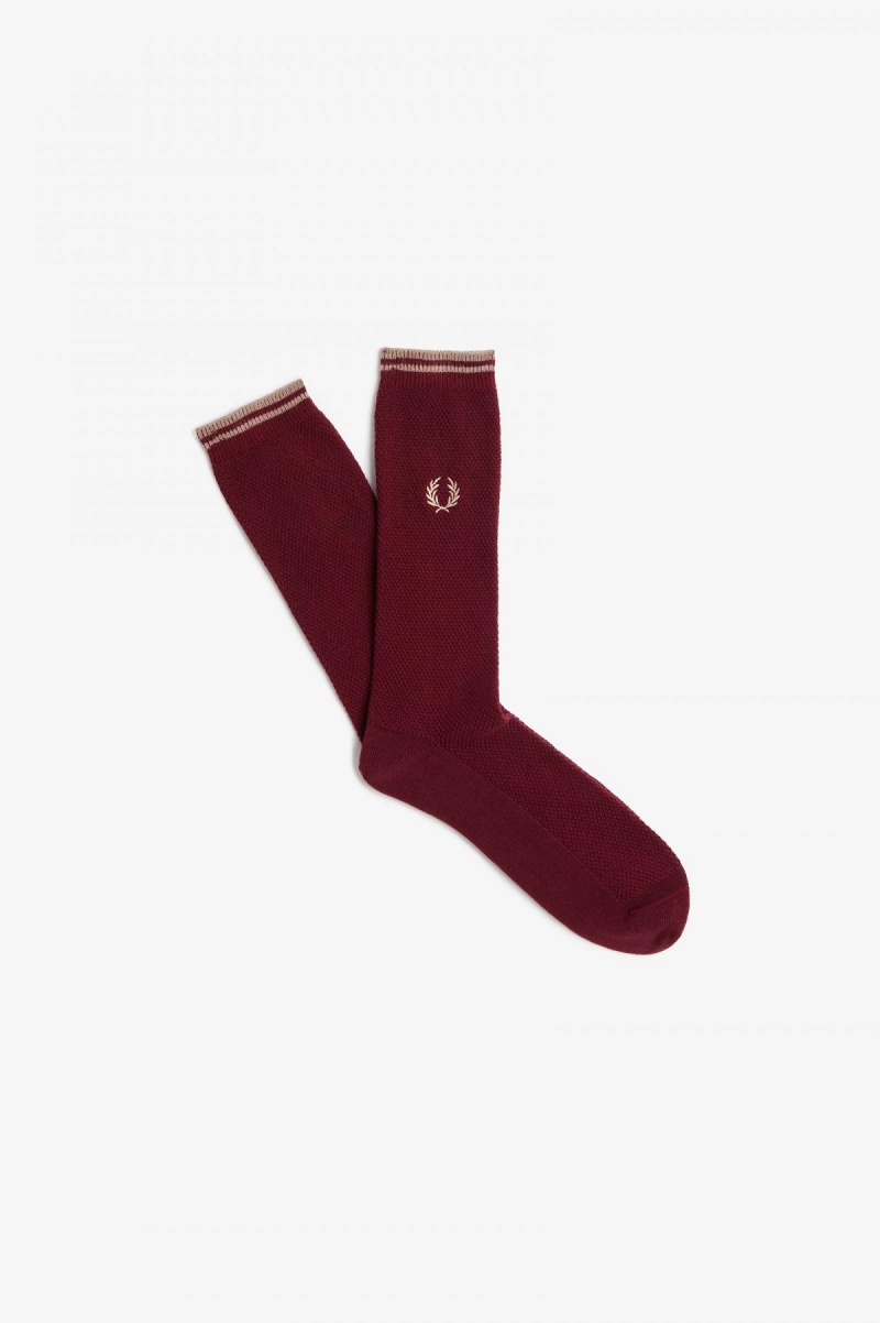 Oxblood / Shaded Stone Fred Perry Tipped Accessories Socks | QSGUV24904