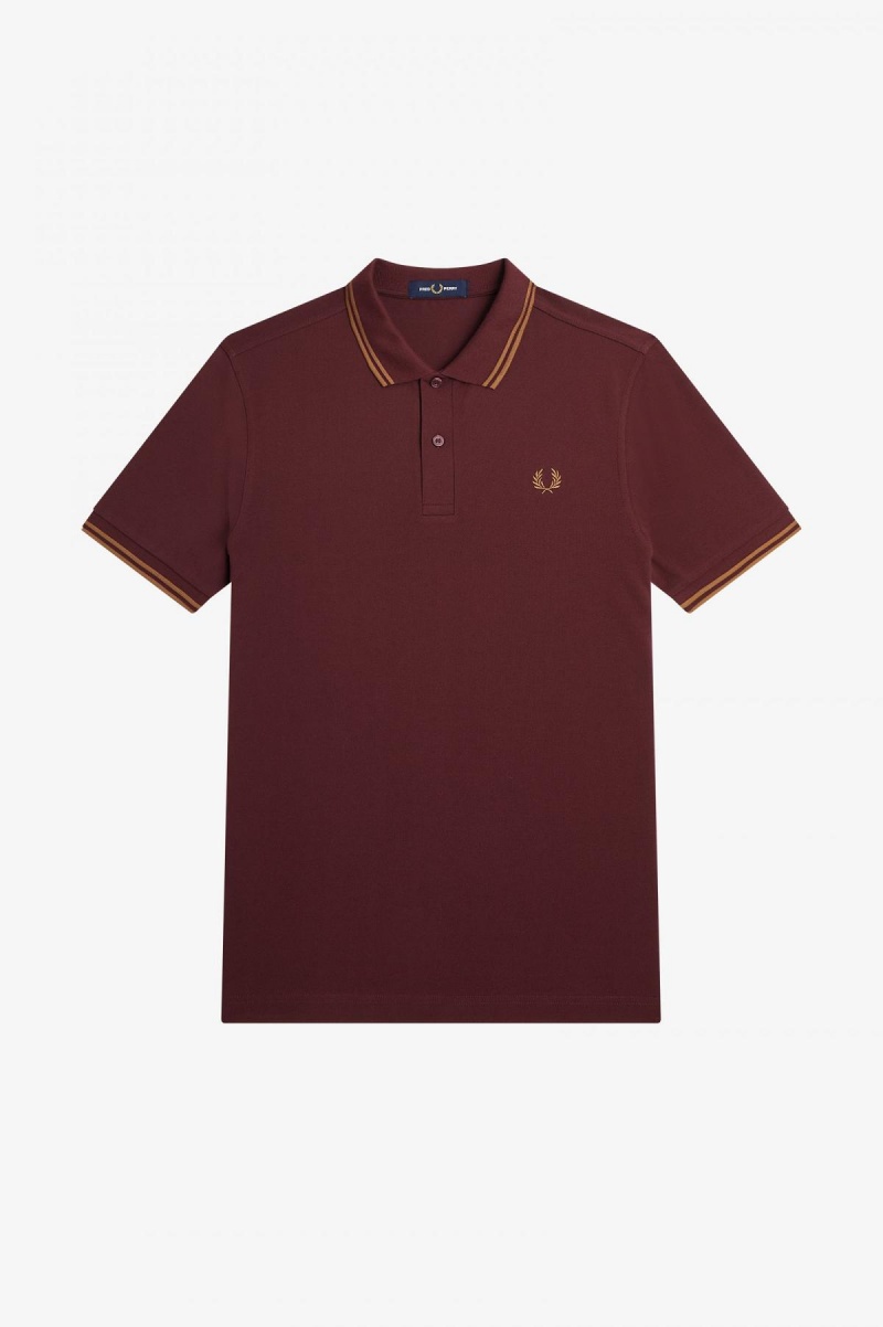 Oxblood / Shaded Stone / Shaded Stone Fred Perry M3600 Men's Fred Perry Shirt | SGJZR62082