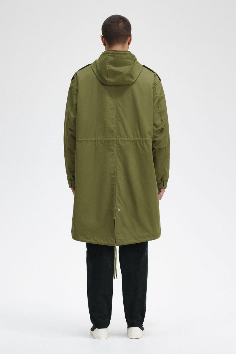 Parka Green Fred Perry Faux Fur Lined Parka Men's Coats | ESGVG57401