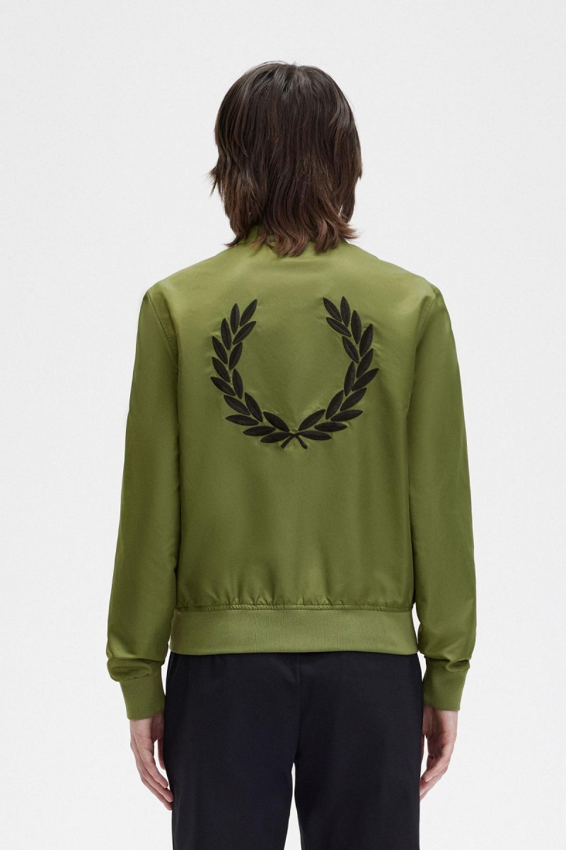 Parka Green Fred Perry Printed Lining Zip-Through Women's Coats | SGNZX27876