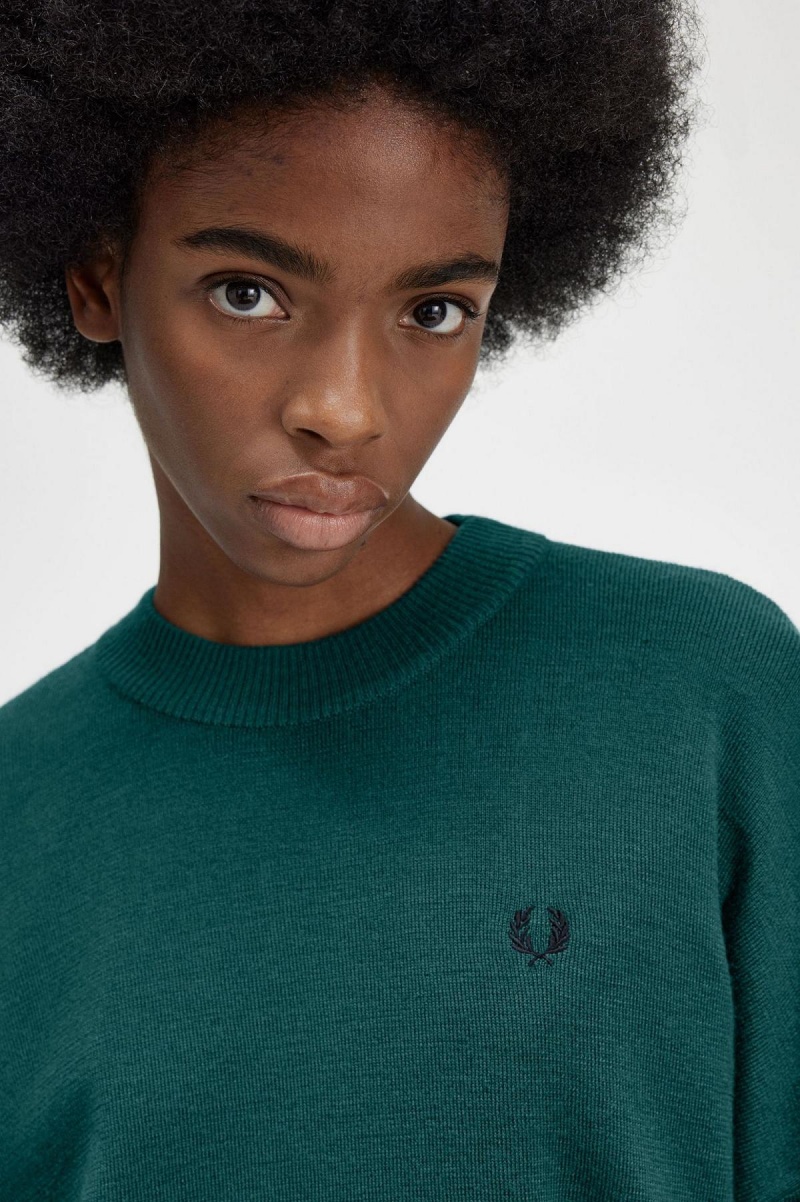 Petrol Blue Fred Perry Colour Block Jumper Women's Knitwear | FSGUI25484