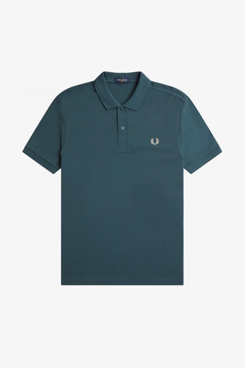 Petrol Blue / Light Oyster Fred Perry M6000 Men's Fred Perry Shirt | FSGUI49721