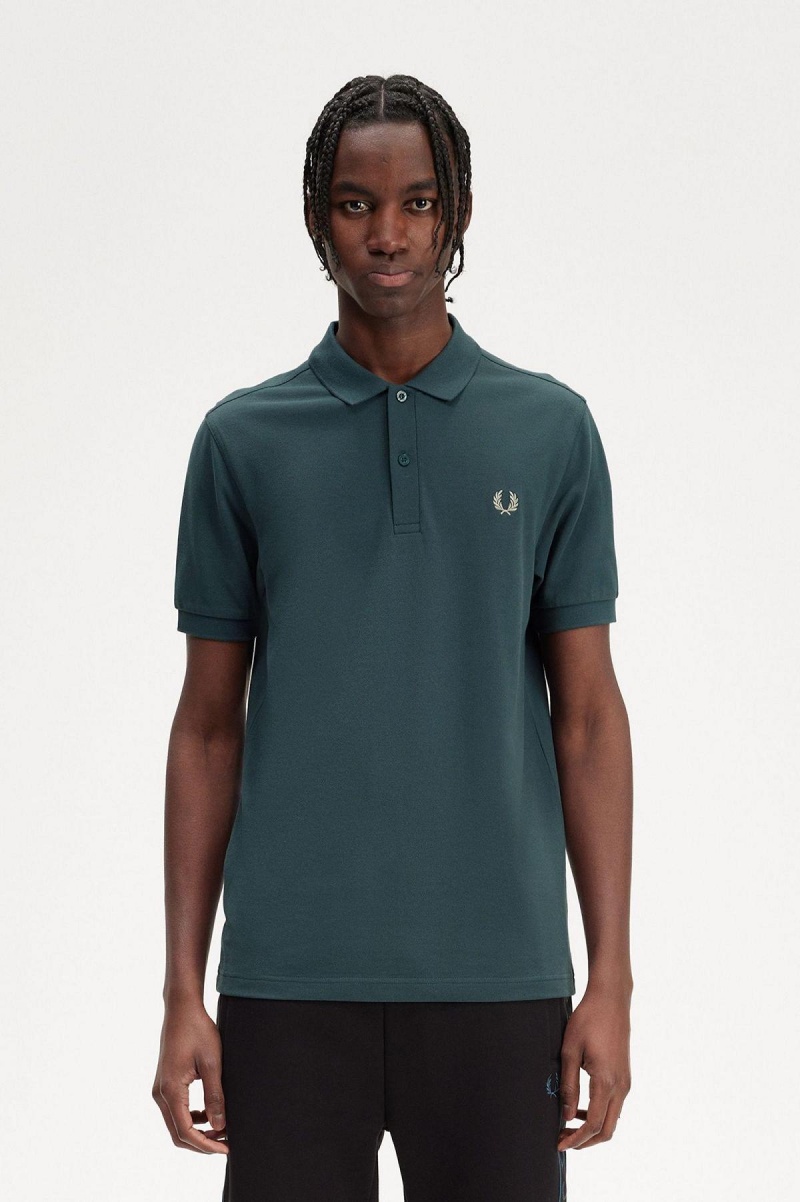 Petrol Blue / Light Oyster Fred Perry M6000 Men's Fred Perry Shirt | FSGUI49721