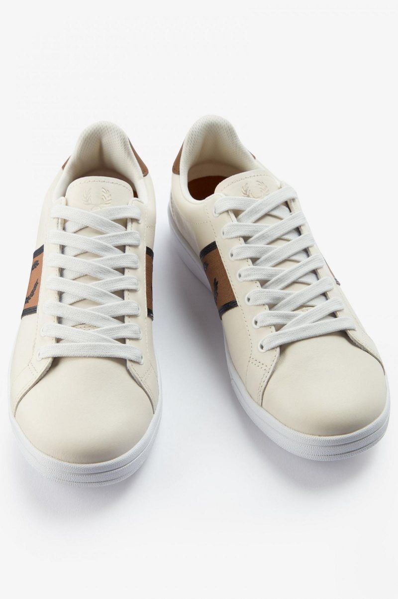 Porcelain / Black Fred Perry B721 Men's Shoes | PSGER30077