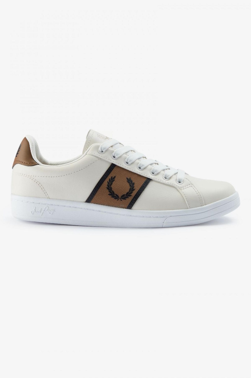 Porcelain / Black Fred Perry B721 Men\'s Shoes | PSGER30077