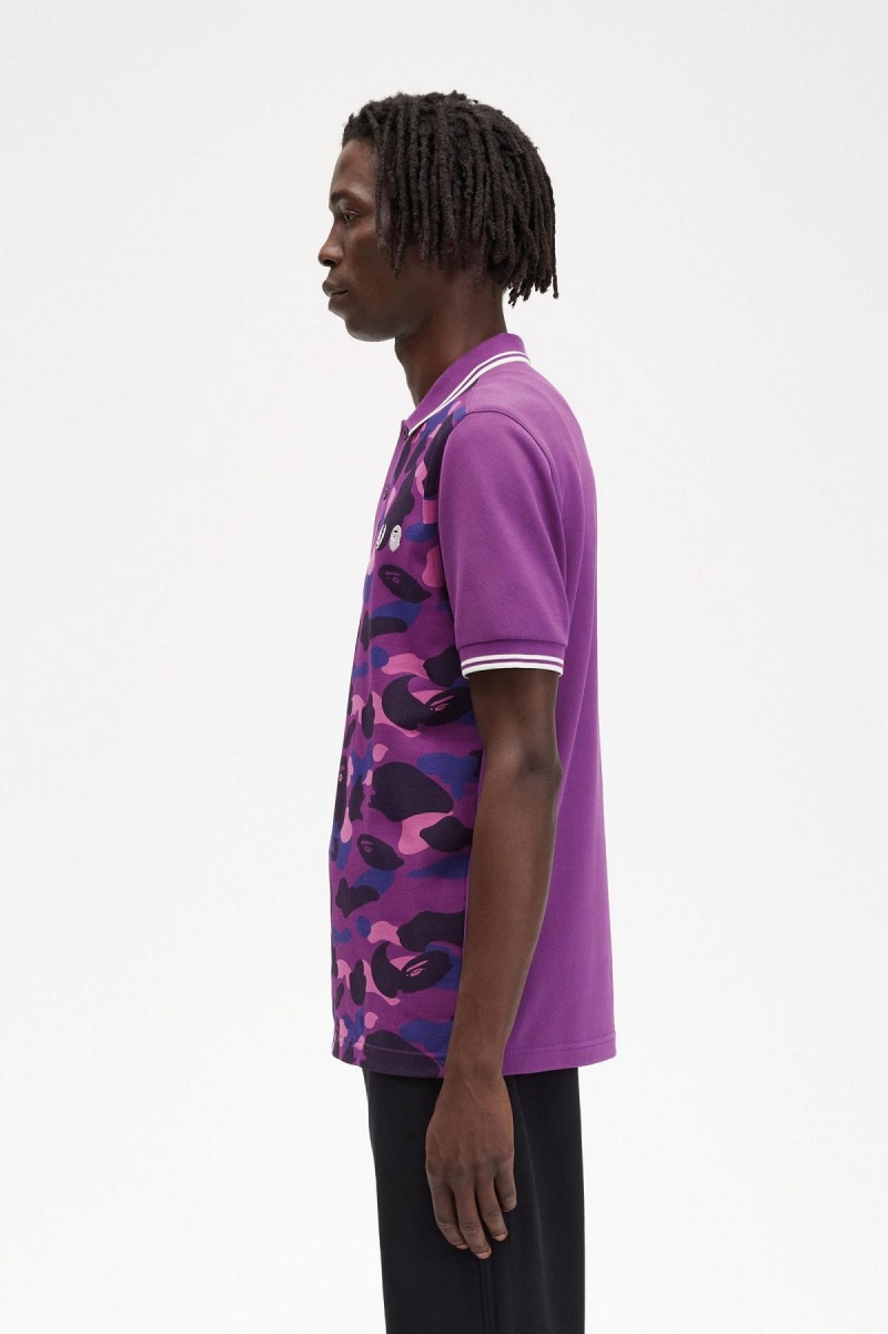 Purple Fred Perry Camouflage Fred Perry Shirt Men's Polo Shirts | SGQCS20086