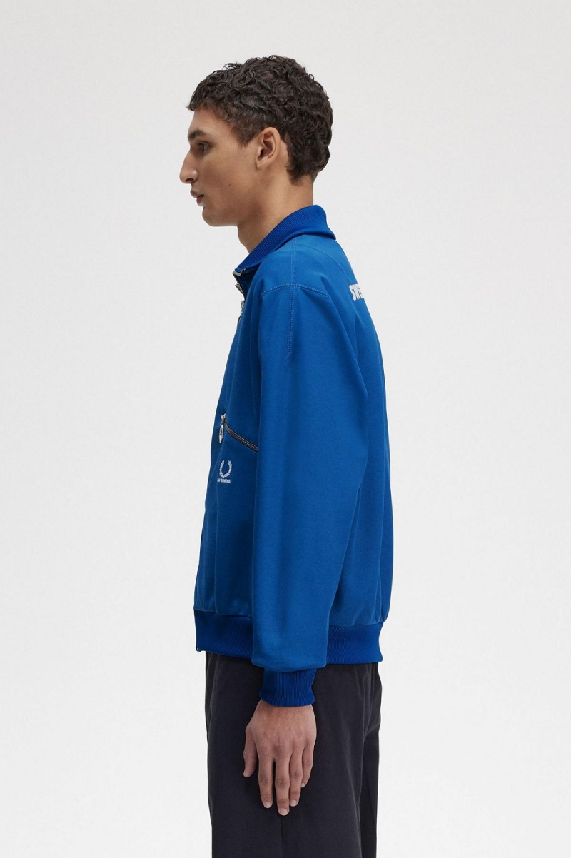 Royal Blue Fred Perry Printed Men's Track Jackets | ESGVG94336