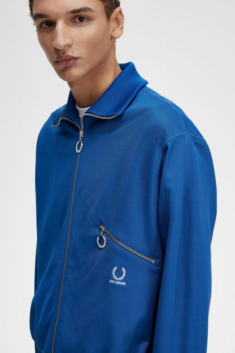 Royal Blue Fred Perry Printed Men's Track Jackets | ESGVG94336