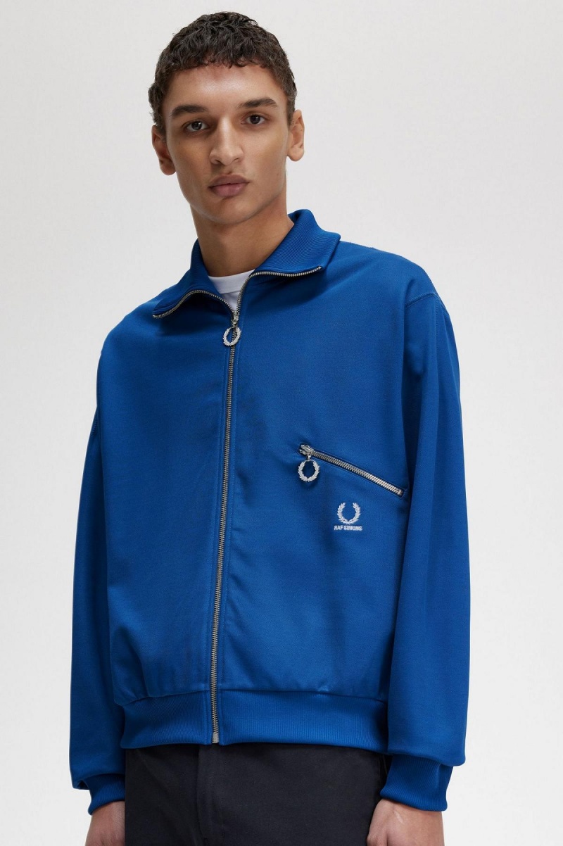 Royal Blue Fred Perry Printed Men's Track Jackets | ESGVG94336