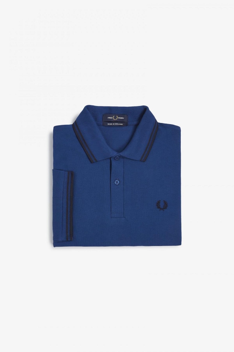 Shaded Cobalt / Navy / Navy Fred Perry M12 Men's Polo Shirts | SGXMI12245