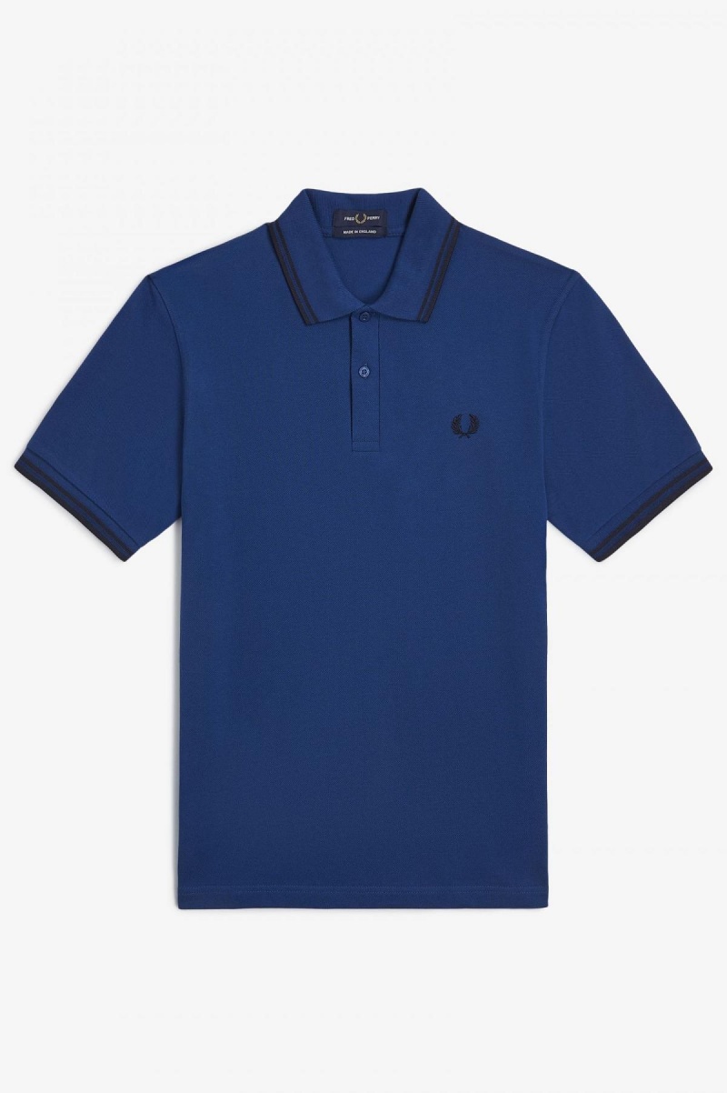 Shaded Cobalt / Navy / Navy Fred Perry M12 Men's Fred Perry Shirt | SGEGJ42873