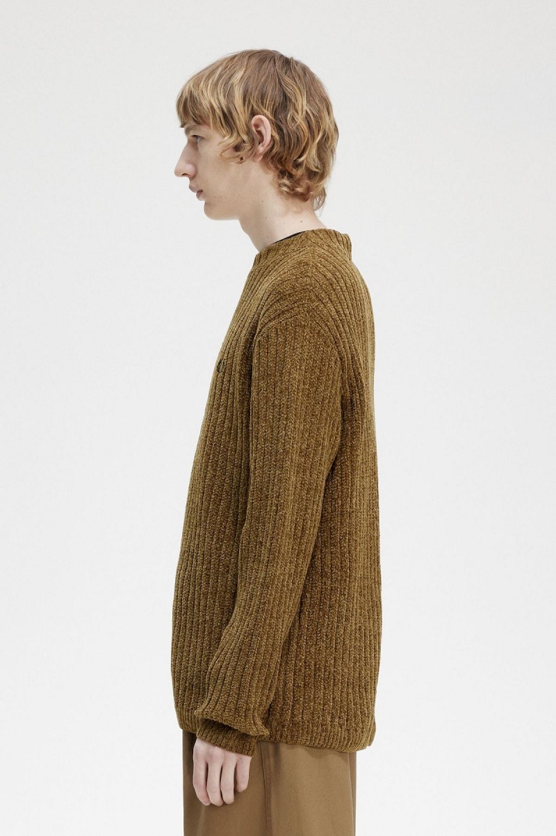 Shaded Stone Fred Perry Chenille Rib Jumper Men's Knitwear | ASGWC22967