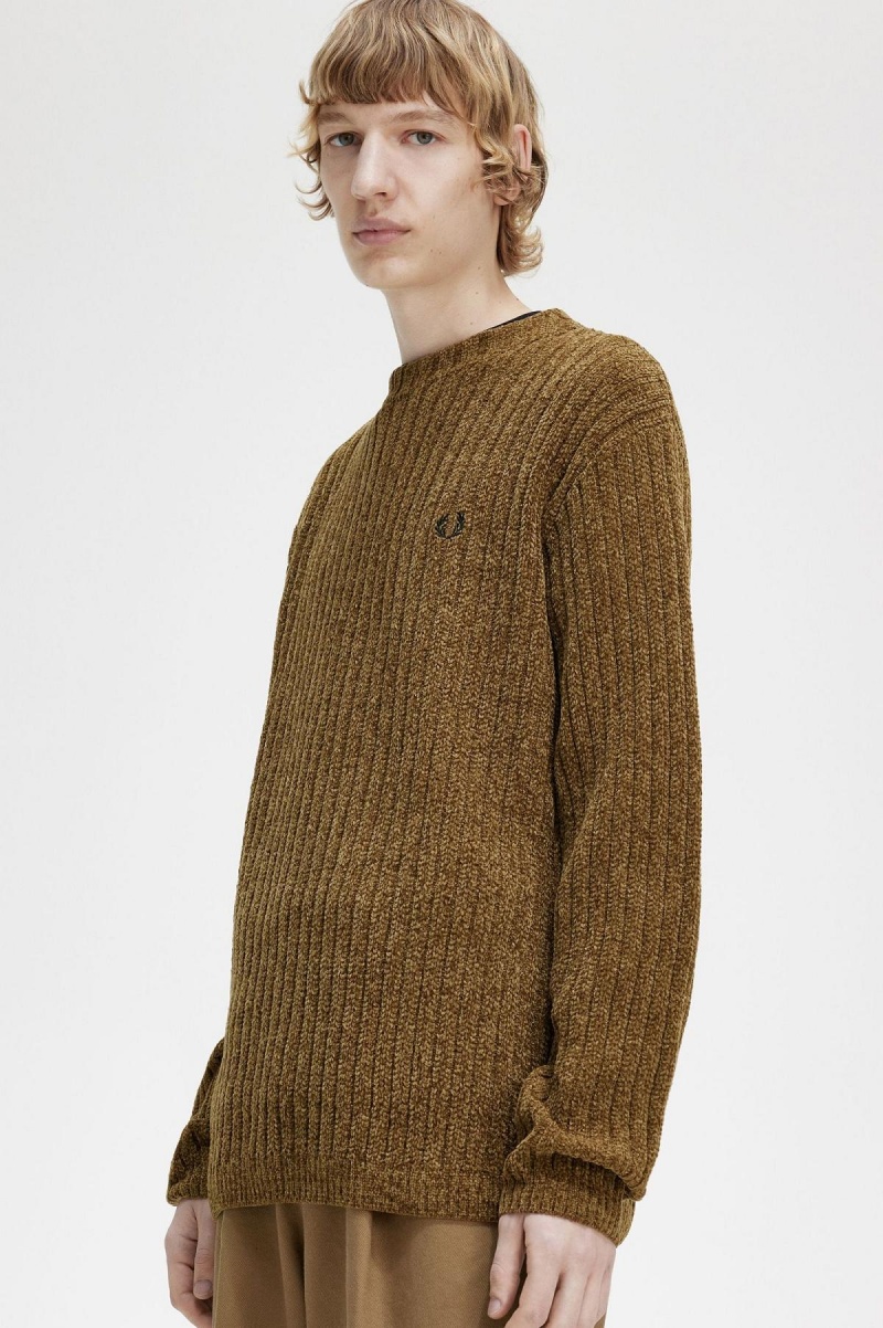 Shaded Stone Fred Perry Chenille Rib Jumper Men's Knitwear | ASGWC22967