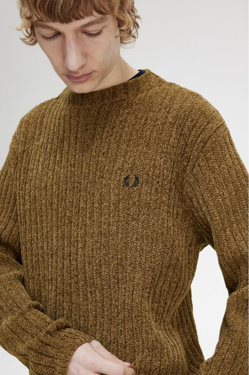 Shaded Stone Fred Perry Chenille Rib Jumper Men's Knitwear | ASGWC22967