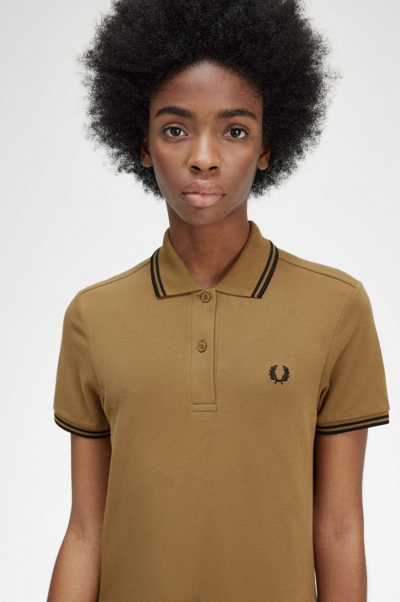 Shaded Stone Fred Perry Twin Tipped Fred Perry Shirt Women's Dress | BSGSO43075