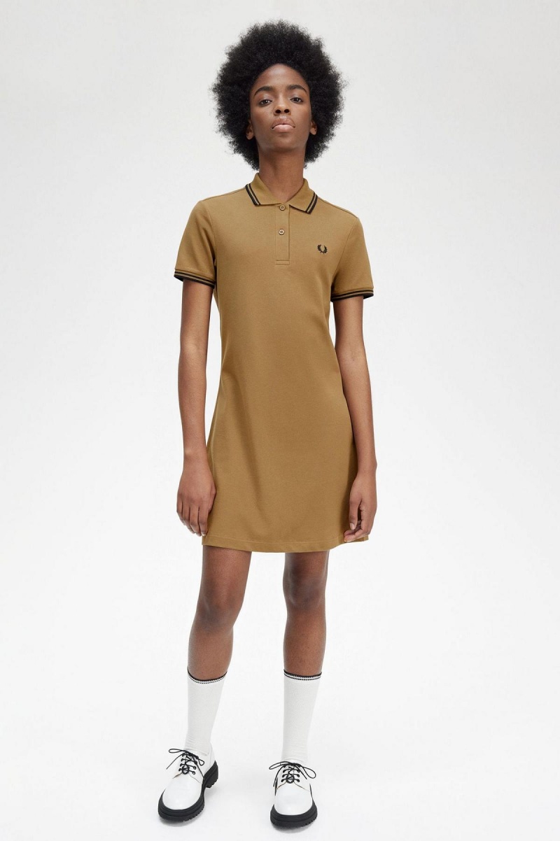 Shaded Stone Fred Perry Twin Tipped Fred Perry Shirt Women's Dress | BSGSO43075