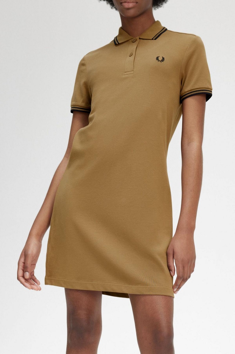 Shaded Stone Fred Perry Twin Tipped Fred Perry Shirt Women's Dress | BSGSO43075