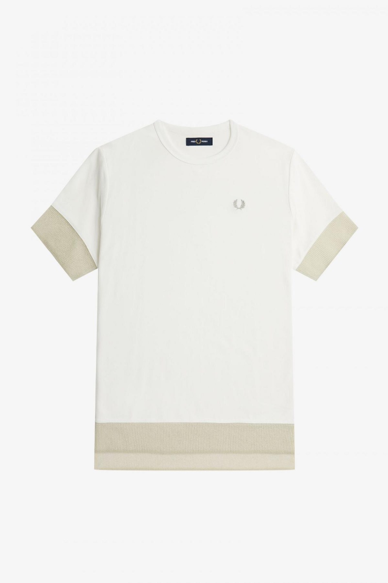 Snow White Fred Perry Sheer Trim Piqué Women's T Shirts | SGXBR49377