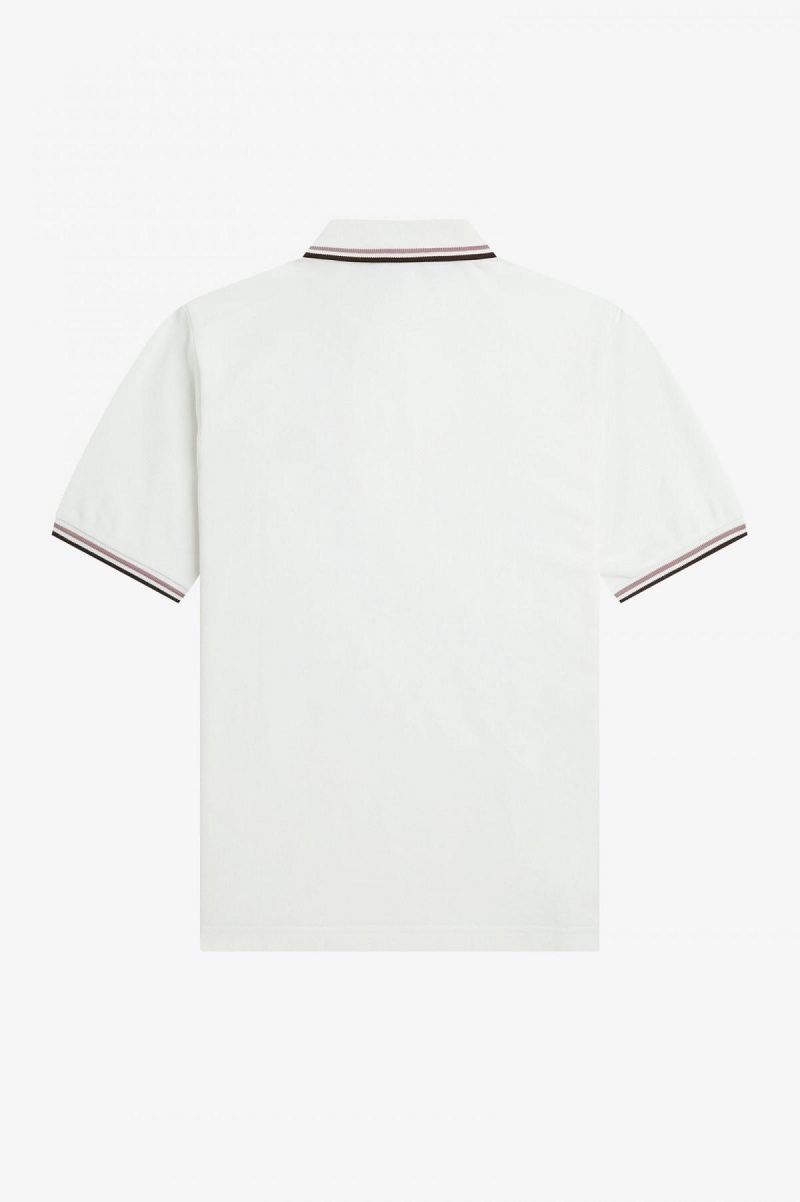 Snow White / Dark Pink / Burnt Tobacco Fred Perry G3600 Women's Fred Perry Shirt | BSGSO72211