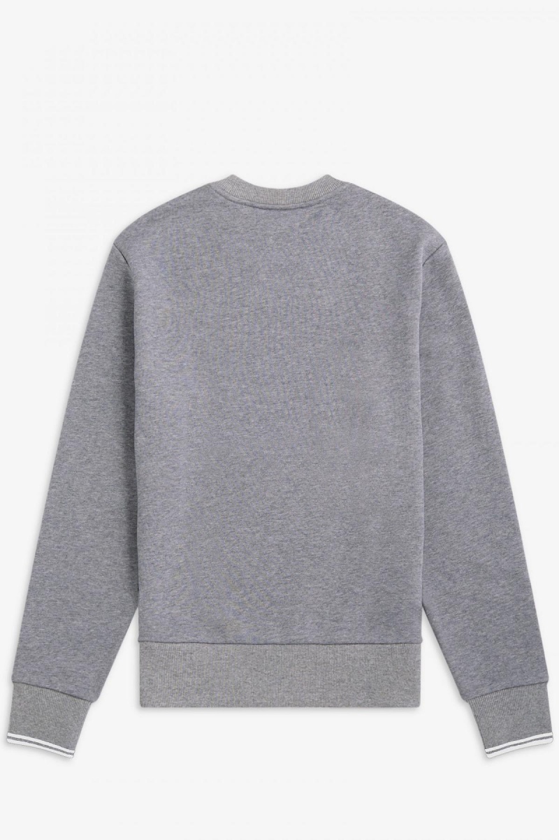 Steel Marl Fred Perry Crew Neck Men's Sweatshirts | XSGBH40027