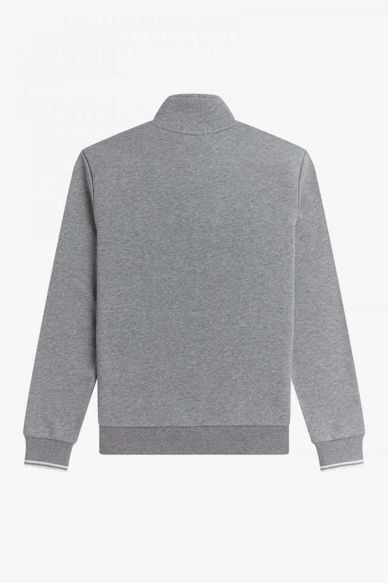 Steel Marl Fred Perry Half Zip Men's Sweatshirts | XSGGW11902