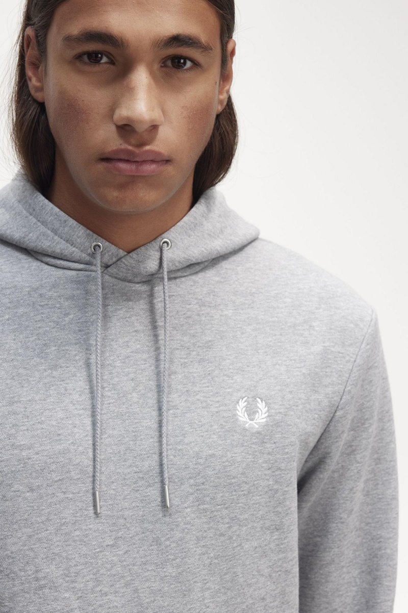 Steel Marl Fred Perry Tipped Hooded Men's Sweatshirts | SGEAH84561