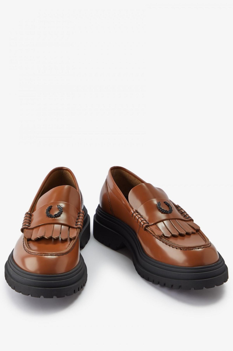 Tan Fred Perry Leather Loafer Men's Shoes | USGTG61657