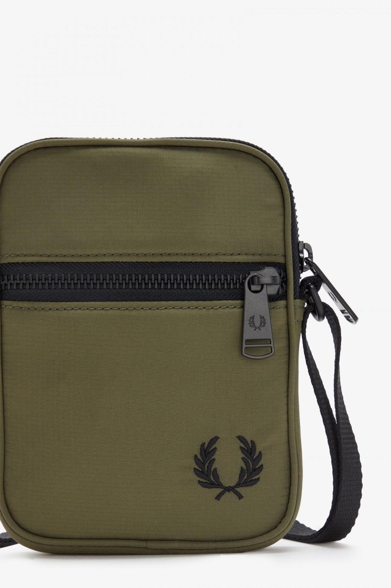 Uniform Green Fred Perry Ripstop Side Accessories Bag | SGDFL53935