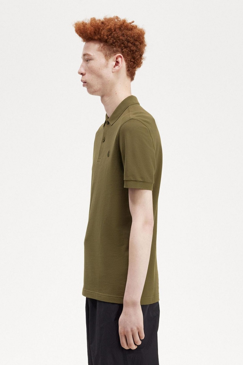 Uniform Green / Black Fred Perry M6000 Men's Polo Shirts | BSGSO89446