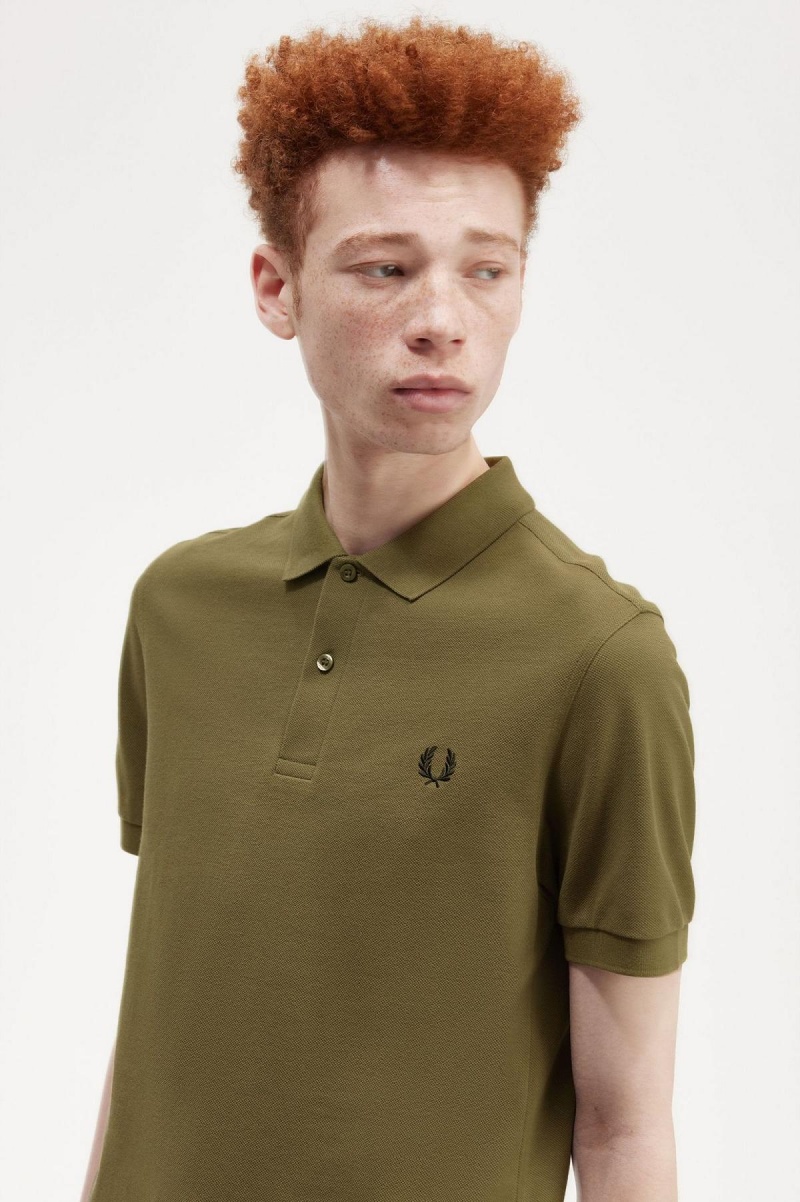 Uniform Green / Black Fred Perry M6000 Men's Polo Shirts | BSGSO89446