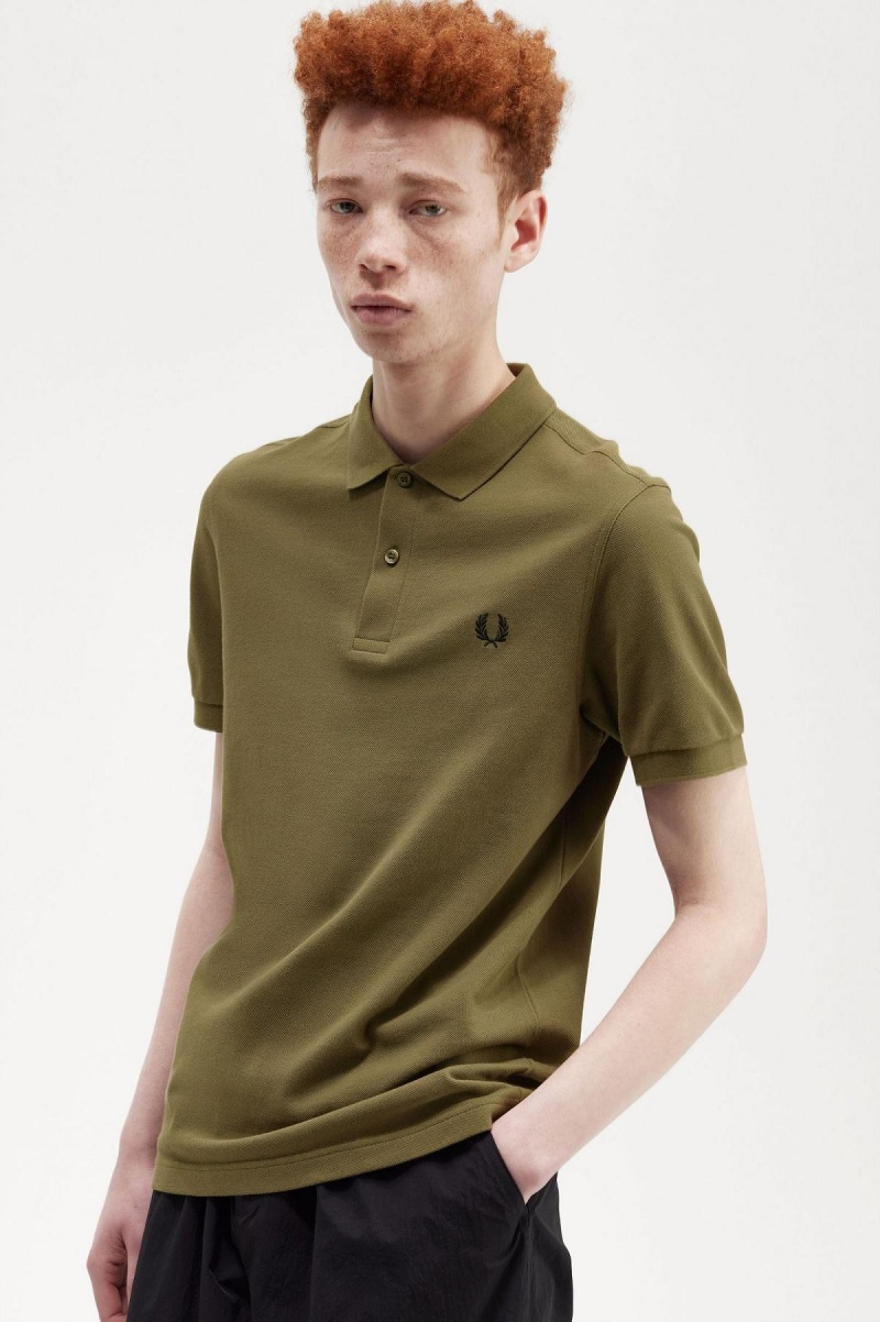 Uniform Green / Black Fred Perry M6000 Men's Polo Shirts | BSGSO89446