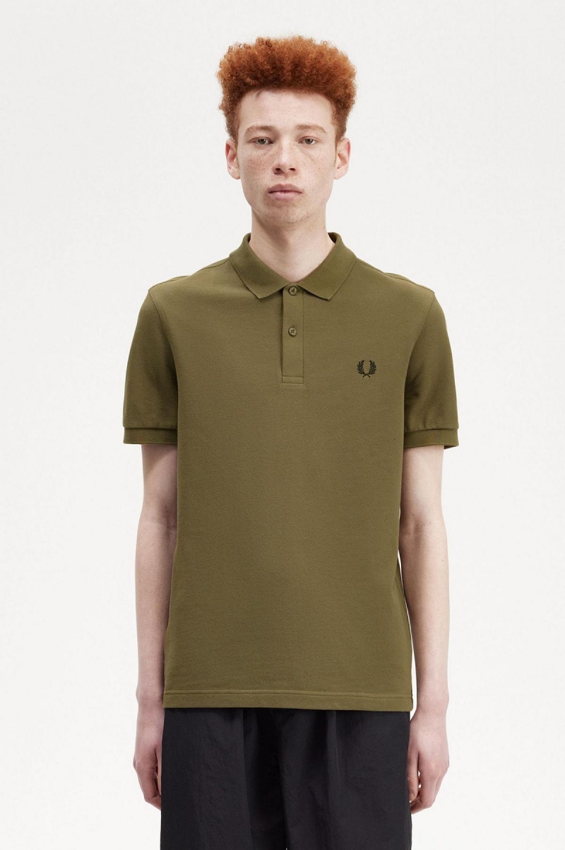 Uniform Green / Black Fred Perry M6000 Men\'s Polo Shirts | BSGSO89446