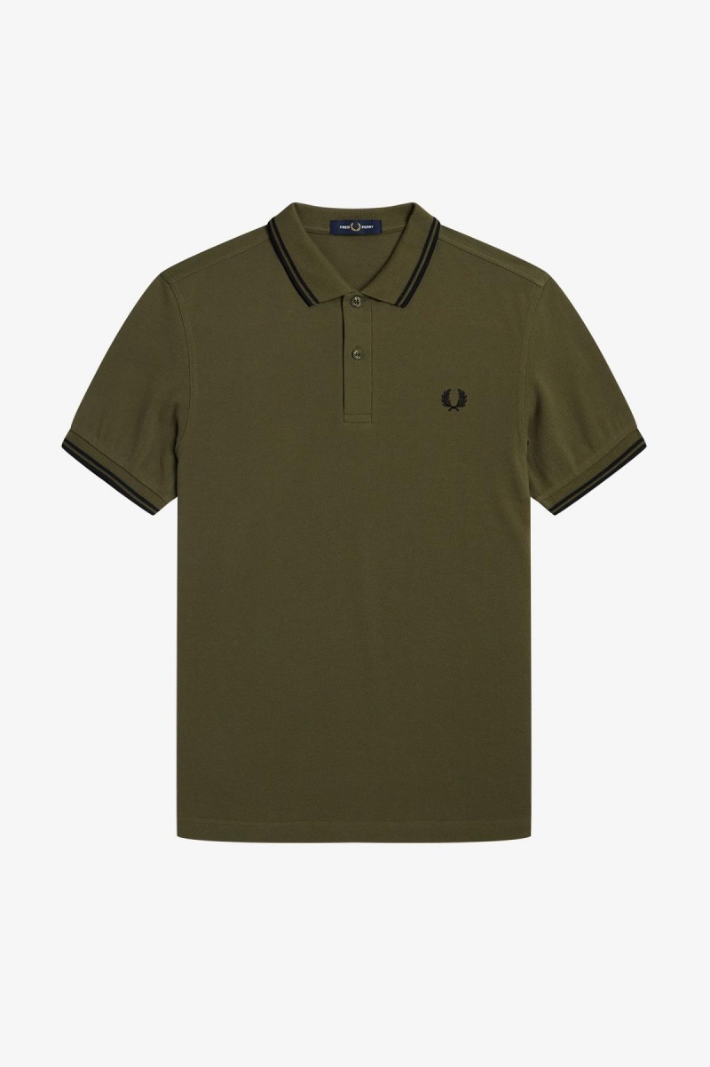 Uniform Green / Black / Black Fred Perry M3600 Men's Fred Perry Shirt | LSGSX81164