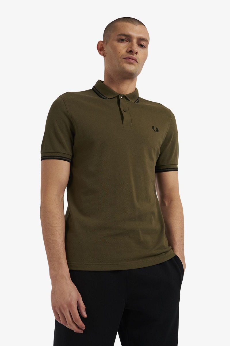 Uniform Green / Black / Black Fred Perry M3600 Men's Fred Perry Shirt | LSGSX81164