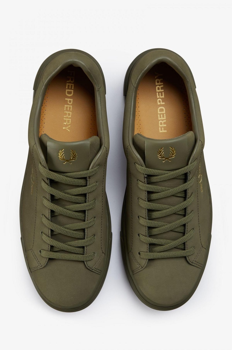 Uniform Green / Gold Fred Perry B71 Men's Shoes | XSGBH14693