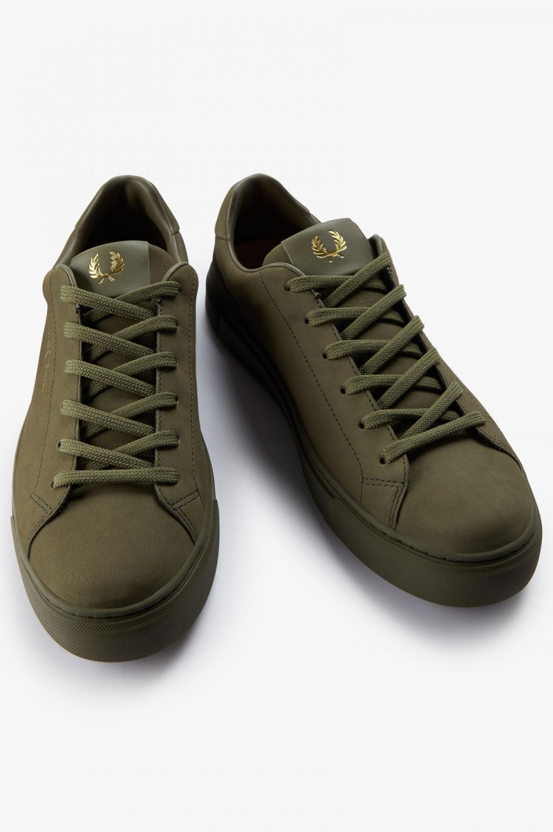 Uniform Green / Gold Fred Perry B71 Men's Shoes | XSGBH14693