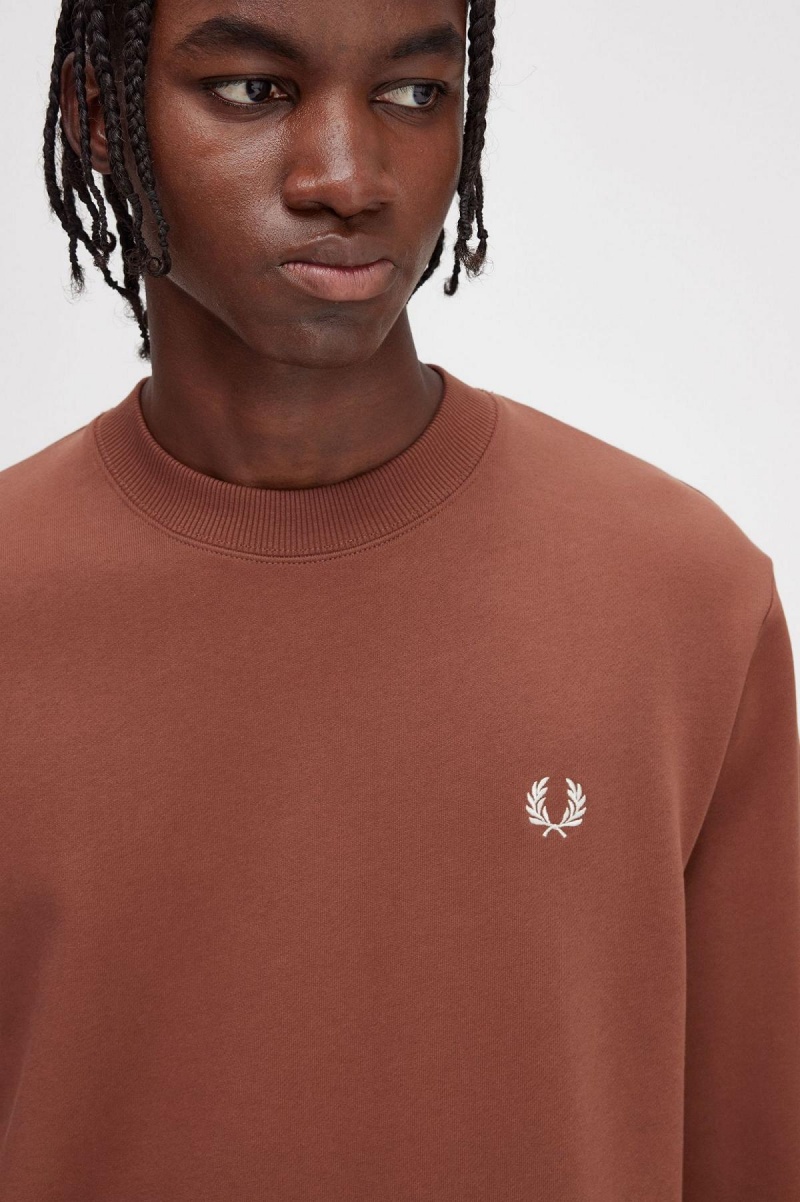 Whisky Brown Fred Perry Rave Graphic Men's Sweatshirts | XSGBH28129