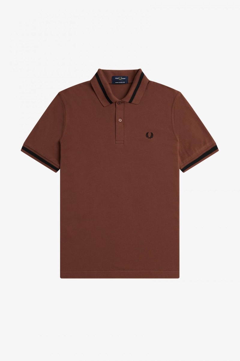 Whisky Brown / Black Fred Perry M2 Men's Polo Shirts | ASGDF47916