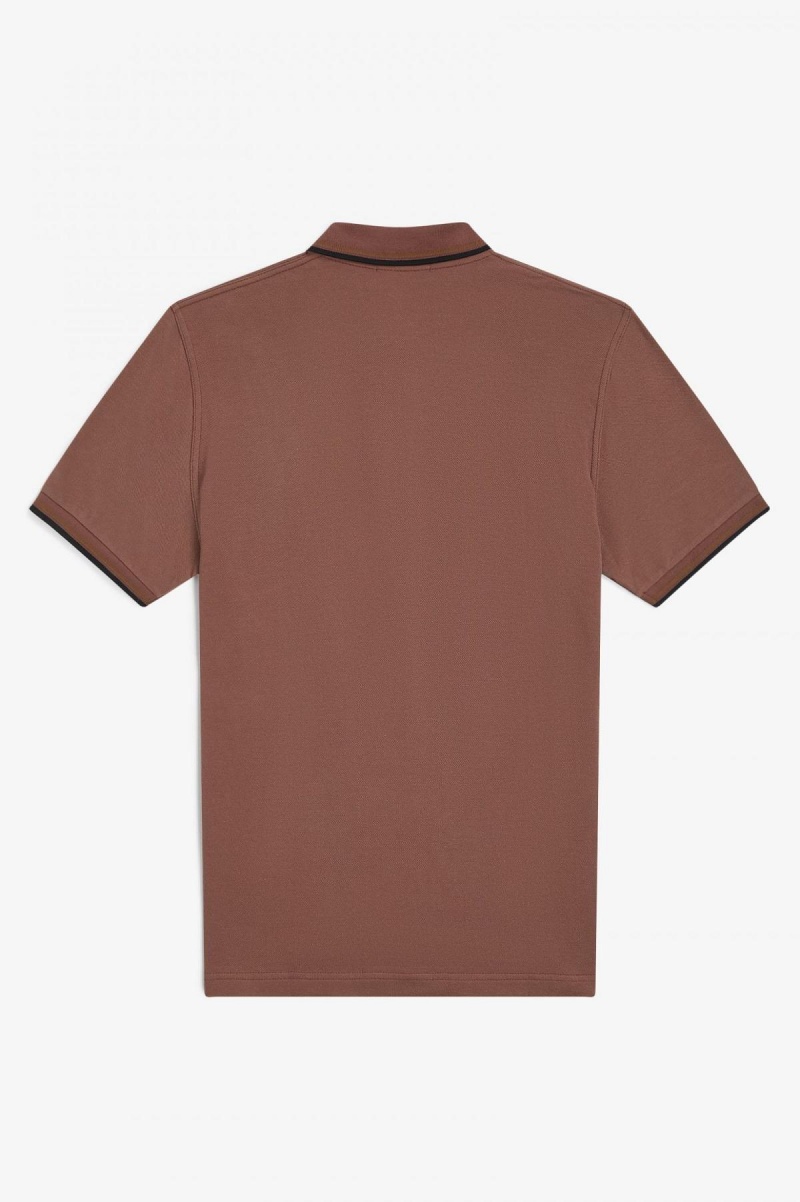 Whisky Brown / Dark Caramel / Black Fred Perry M12 Men's Fred Perry Shirt | SSGVO89513