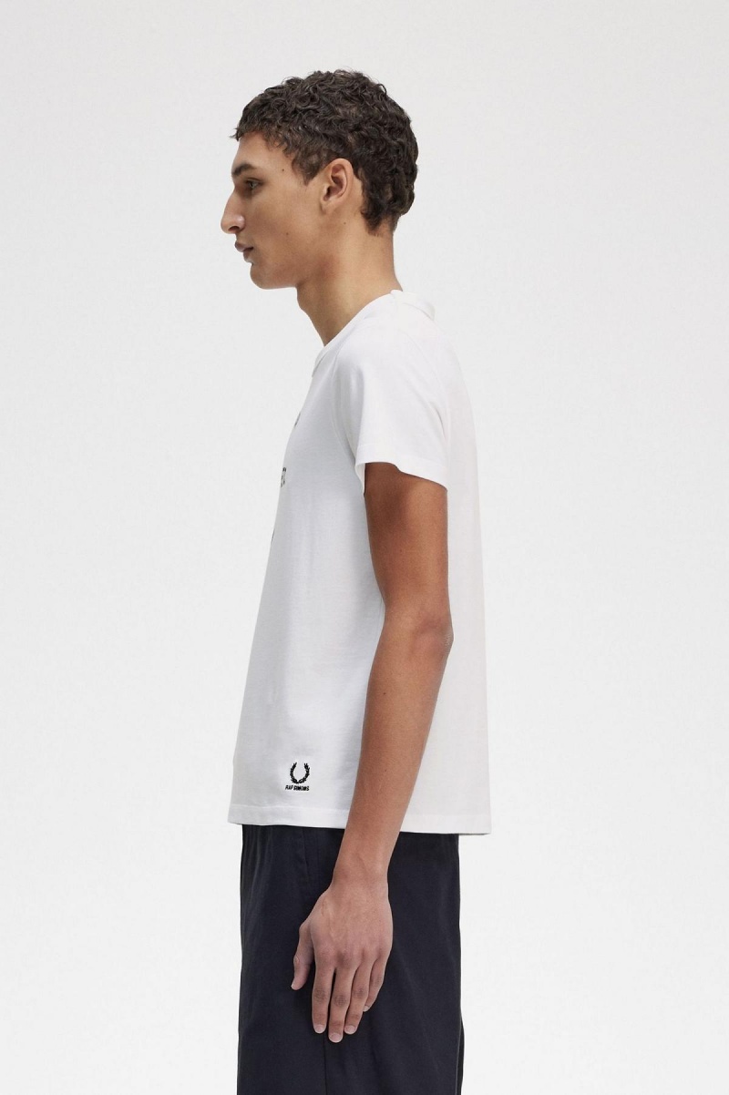 White Fred Perry Printed Slim-Fit Men's T Shirts | ESGHC11797