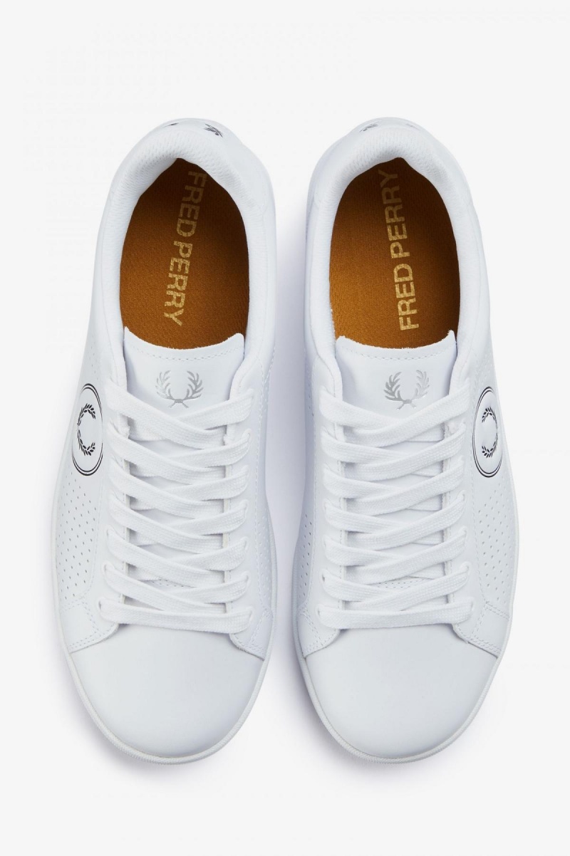 White / Black Fred Perry B721 Men's Shoes | SGJVR35928