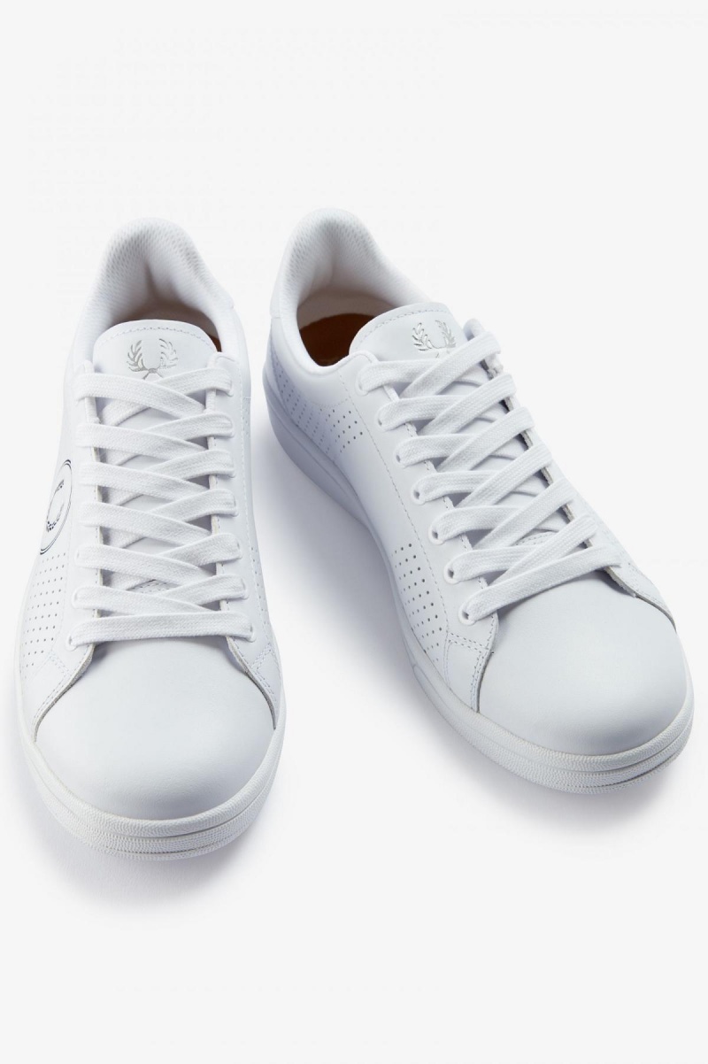 White / Black Fred Perry B721 Men's Shoes | SGJVR35928