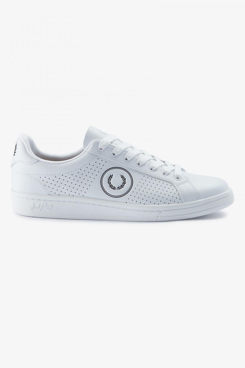 White / Black Fred Perry B721 Men\'s Shoes | SGJVR35928