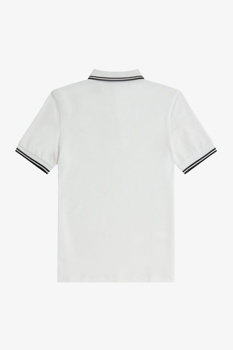 White / Black / Black Fred Perry M3600 Men's Fred Perry Shirt | TSGWZ94412