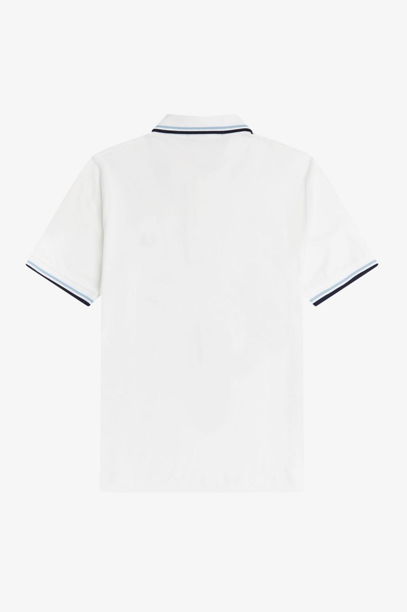 White / Ice / Navy Fred Perry M12 Men's Fred Perry Shirt | MSGFT52255