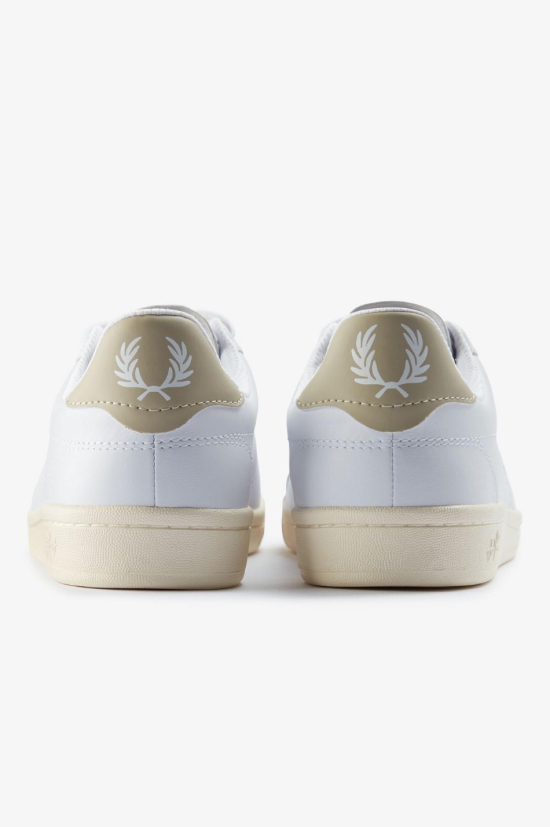 White / Light Oyster Fred Perry B721 Men's Shoes | YSGVQ63723