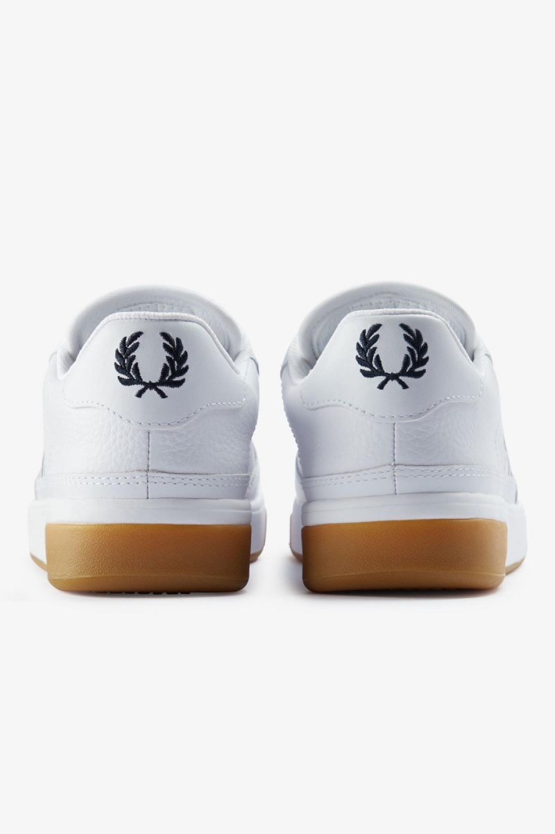 White / Navy Fred Perry B300 Men's Shoes | SGZPD91477