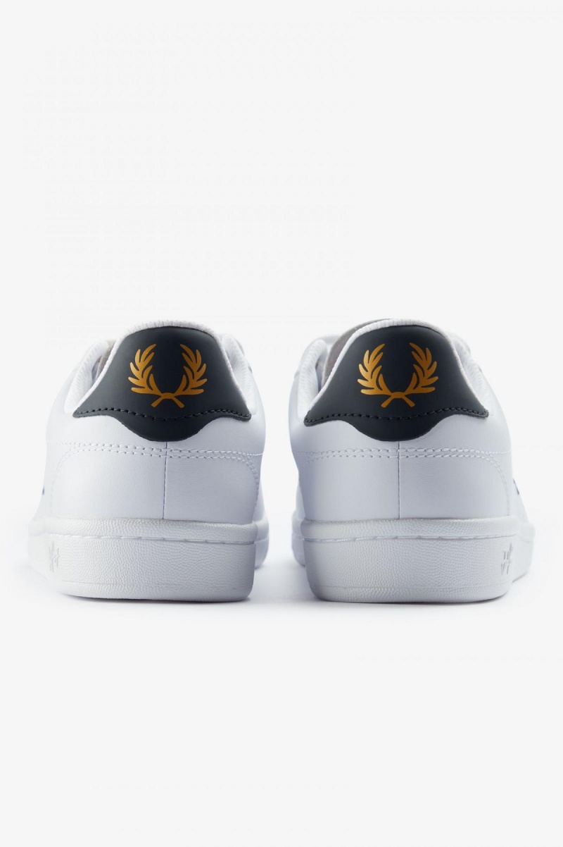 White / Navy Fred Perry B721 Men's Shoes | QSGWA16926